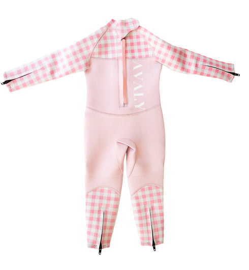 Kids Long Wetsuit in Pink Gingham